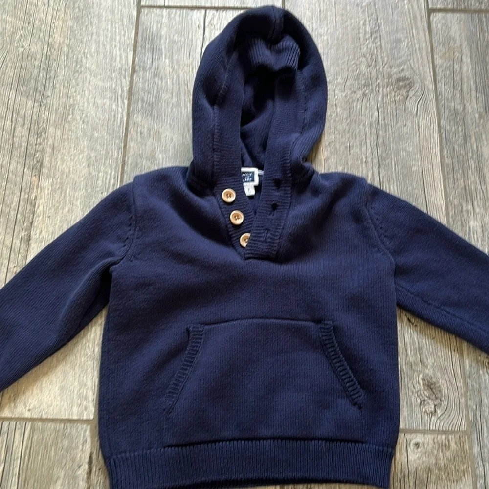 Janie and jack boys navy blue hooded sweater size 3